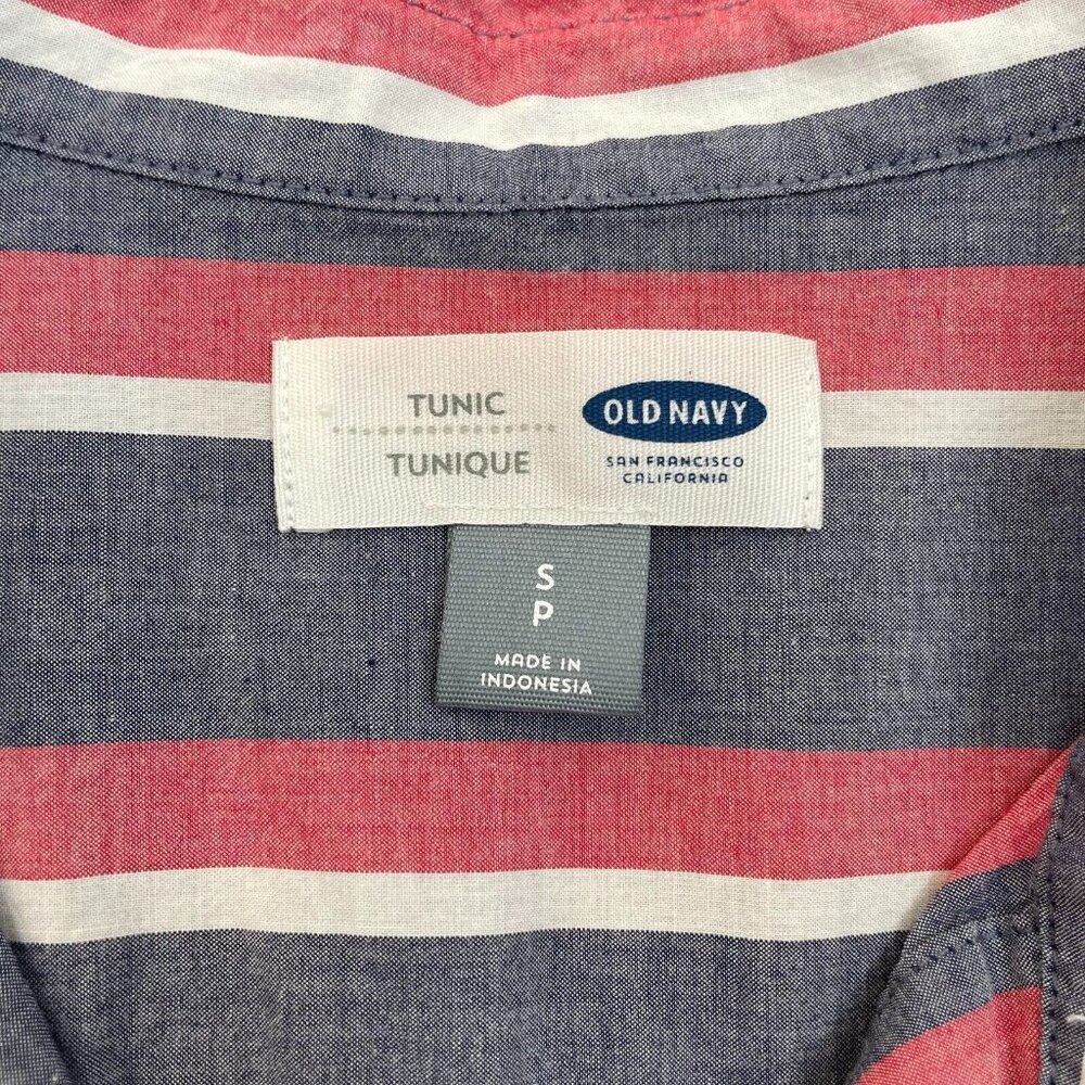 Old Navy Tunic Top Small Blue Red White Striped Americana Shirt Cotton Women's - Picture 11 of 12